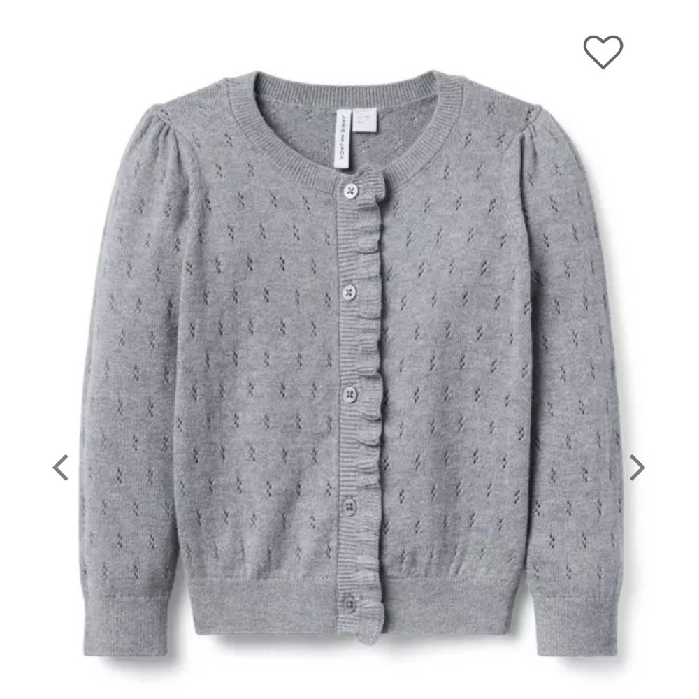 NWT Janie and Jack The Pointelle Ruffle Cardigan size10 grey sweater little girl